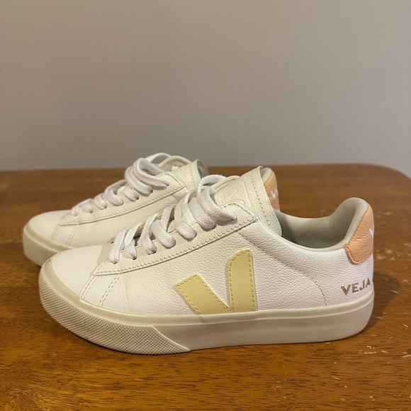Veja Shoes - Veja Women's Campo Leather White Sun Peach Sneakers
